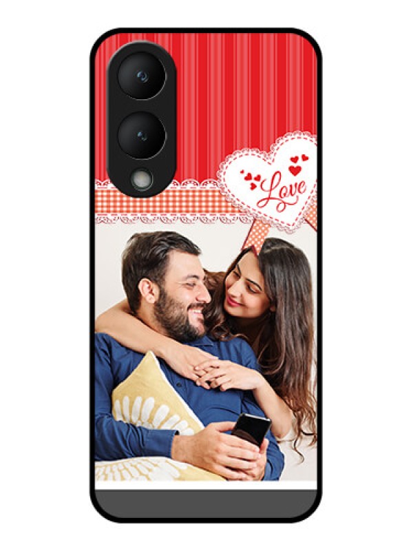 Custom Vivo Y28 5G Custom Glass Phone Case - Red Love Pattern Design