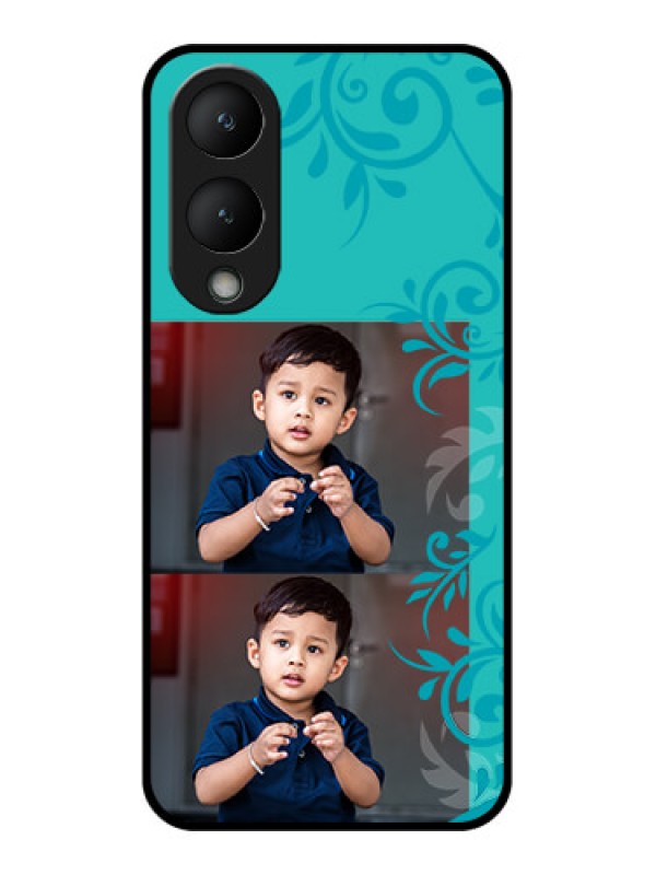 Custom Vivo Y28 5G Custom Glass Phone Case - With Photo And Green Floral Design