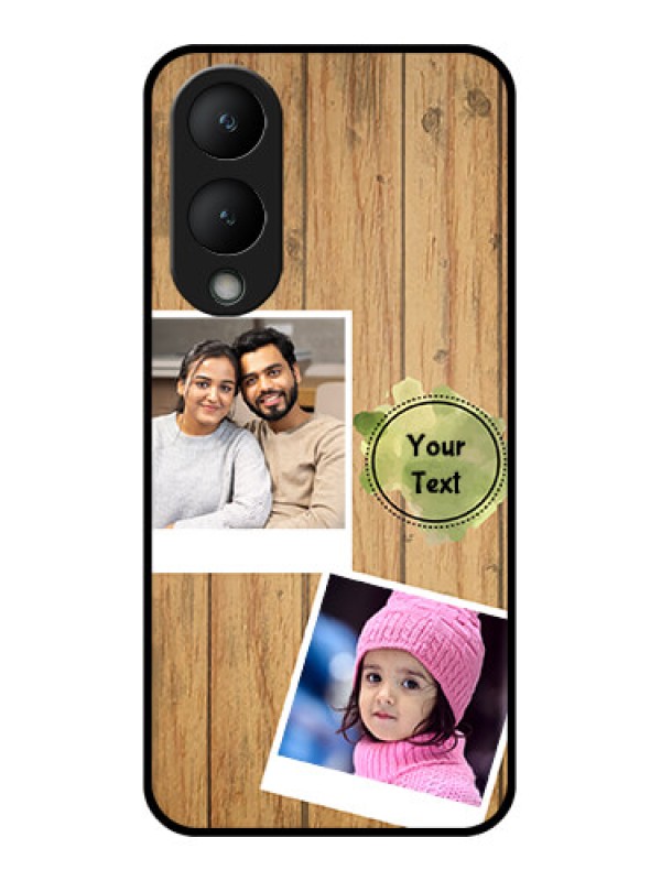 Custom Vivo Y28 5G Custom Glass Phone Case - Wooden Texture Design