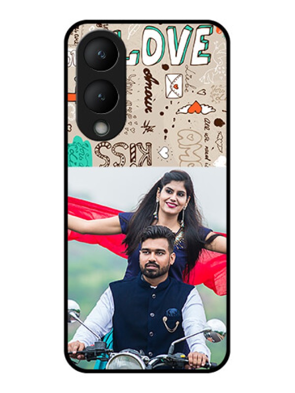 Custom Vivo Y28 5G Custom Glass Phone Case - Love Doodle Pattern