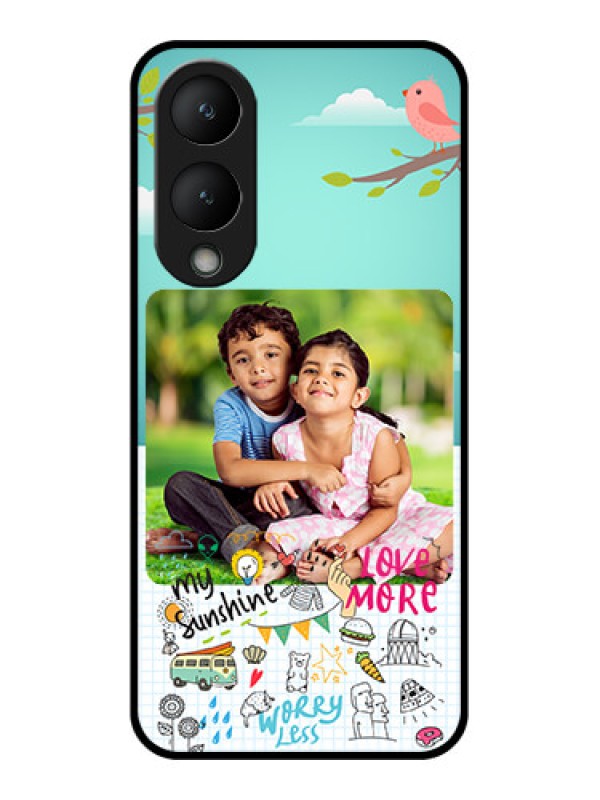 Custom Vivo Y28 5G Custom Glass Phone Case - Doodle Love Design