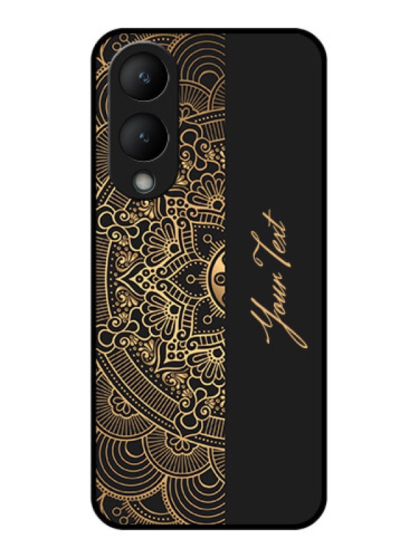 Custom Vivo Y28 5G Custom Glass Phone Case - Mandala Art With Custom Text Design