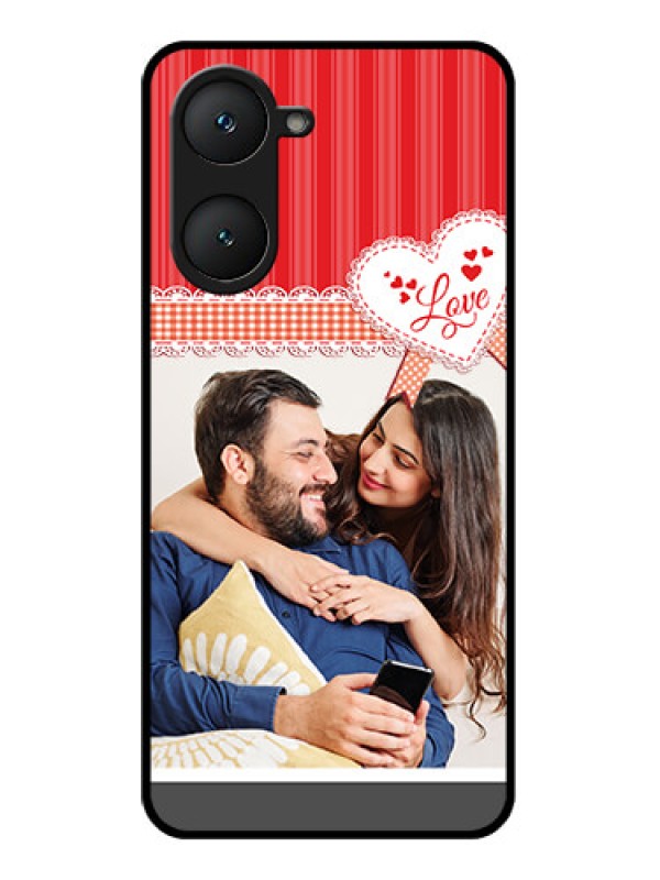 Custom Vivo Y28e 5G Custom Glass Phone Case - Red Love Pattern Design