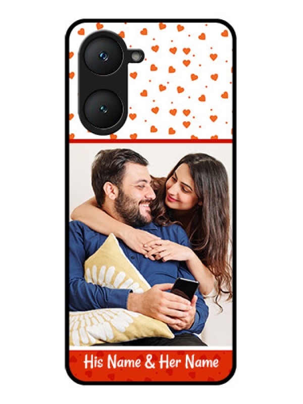 Custom Vivo Y28s 5G Custom Glass Phone Case - Orange Love Symbol Design