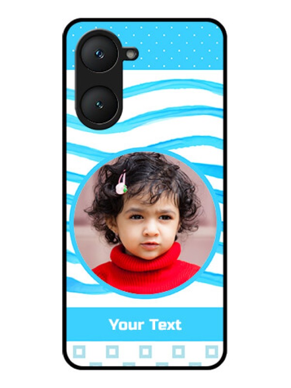 Custom Vivo Y28s 5G Custom Glass Phone Case - Simple Blue Case Design