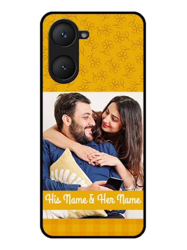 Custom Vivo Y28s 5G Custom Glass Phone Case - Yellow Floral Design