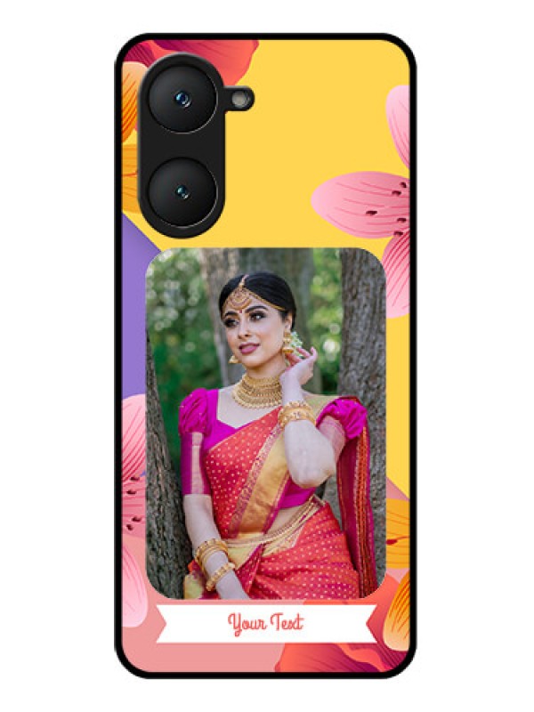 Custom Vivo Y28s 5G Custom Glass Phone Case - 3 Image With Vintage Floral Design