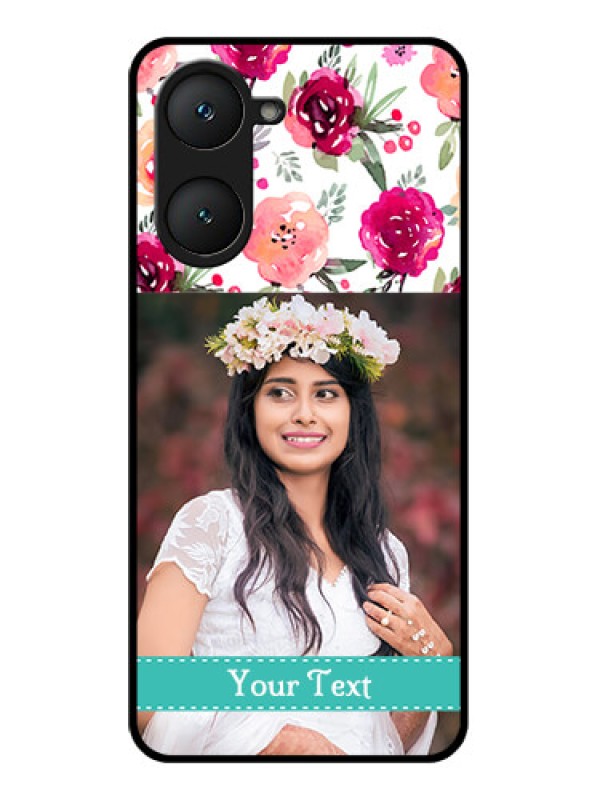 Custom Vivo Y28s 5G Custom Glass Phone Case - Water Colors Floral Design
