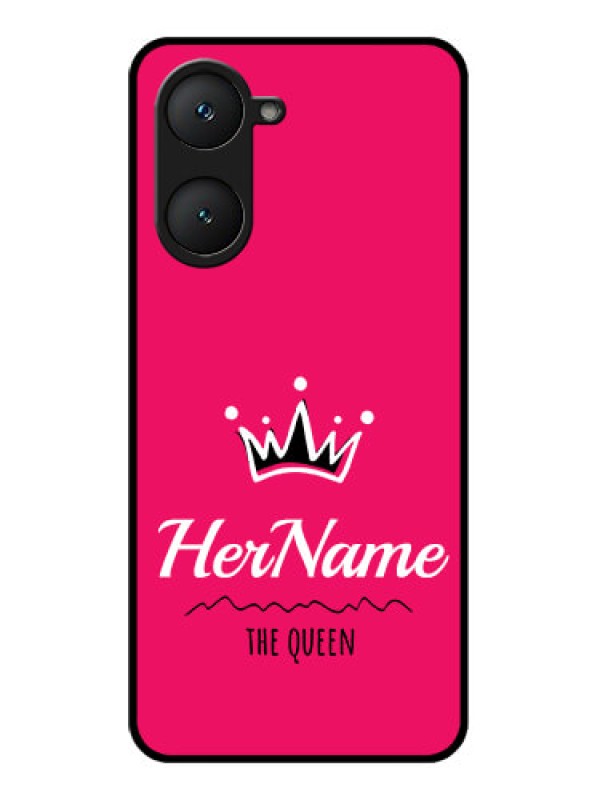 Custom Vivo Y28s 5G Custom Glass Phone Case - Queen With Name Design