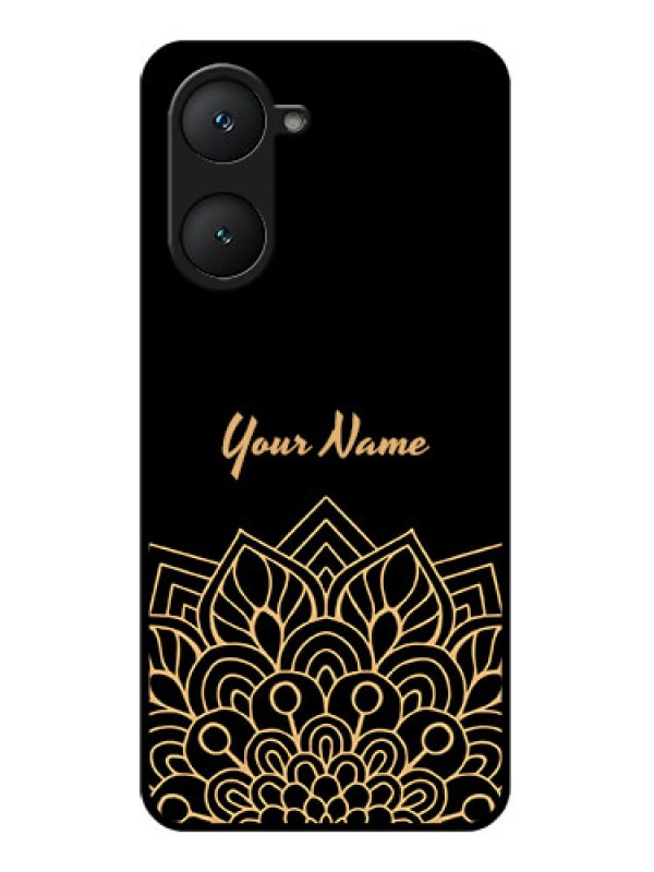 Custom Vivo Y28s 5G Custom Glass Phone Case - Golden Mandala Design
