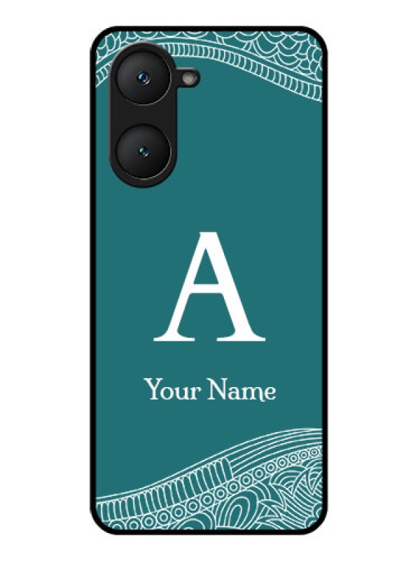 Custom Vivo Y28s 5G Custom Glass Phone Case - Line Art Pattern With Custom Name Design