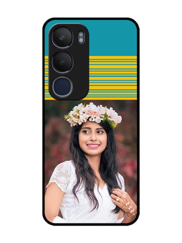 Custom Vivo Y29 5G Custom Glass Phone CaseYellow and Blue Design