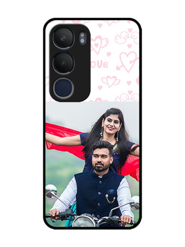 Custom Vivo Y29 5G Custom Glass Phone CasePink Flying Heart Design