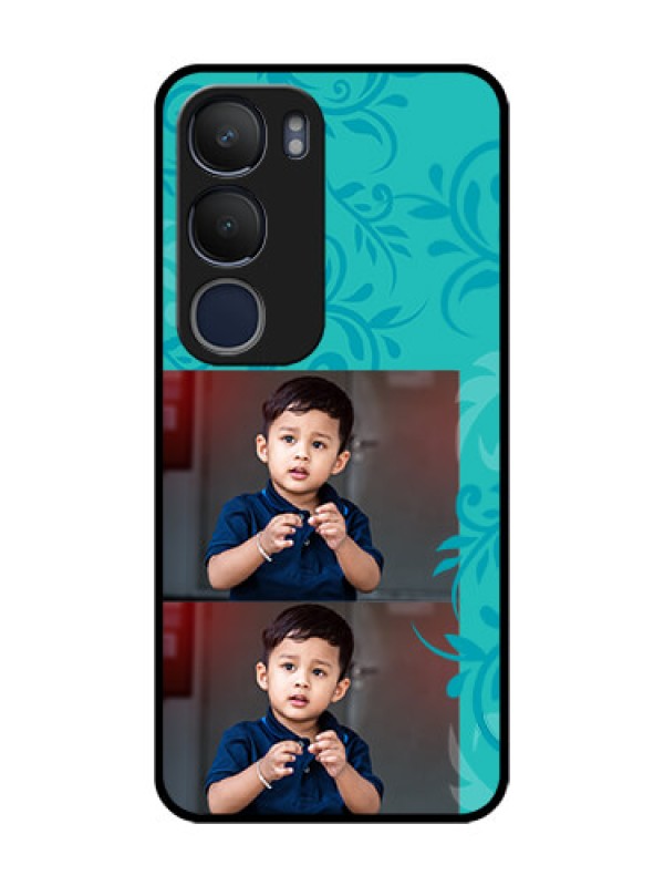 Custom Vivo Y29 5G Custom Glass Phone CaseWith Photo And Green Floral Design