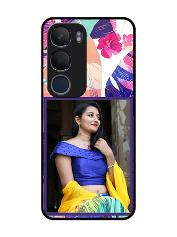 Custom Vivo Y29 5G Custom Glass Phone CaseAbstract Floral Design