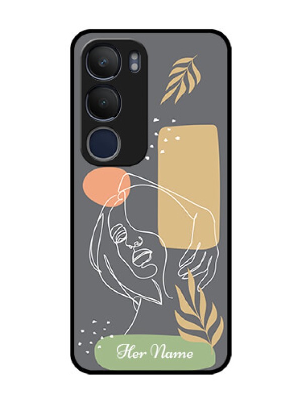 Custom Vivo Y29 5G Custom Glass Phone CaseGazing Woman Line Art Design