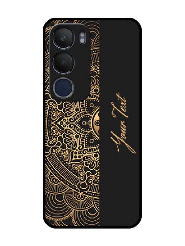 Custom Vivo Y29 5G Custom Glass Phone CaseMandala Art With Custom Text Design