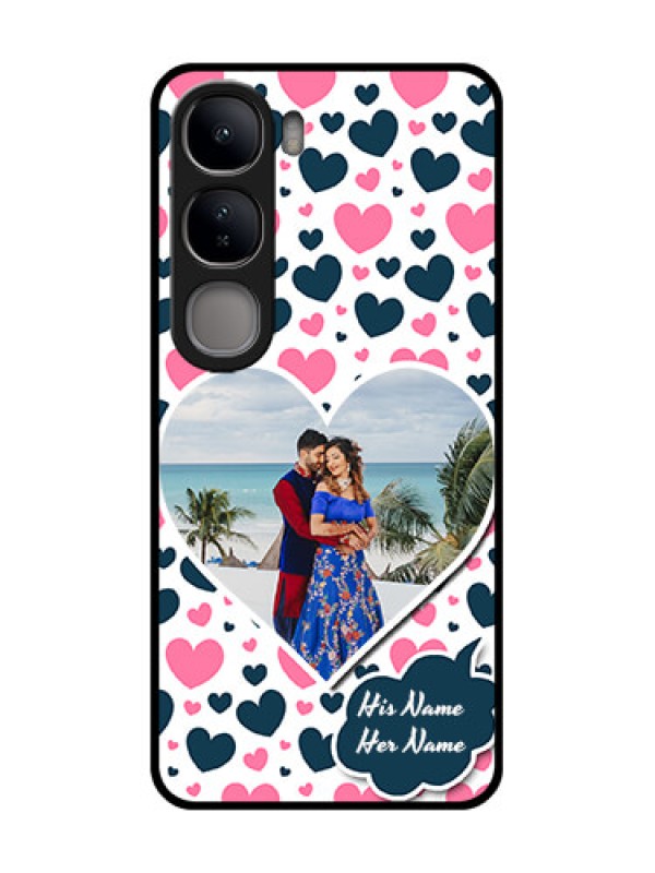 Custom Vivo Y300 5G Custom Glass Phone CasePink and Blue Heart Design