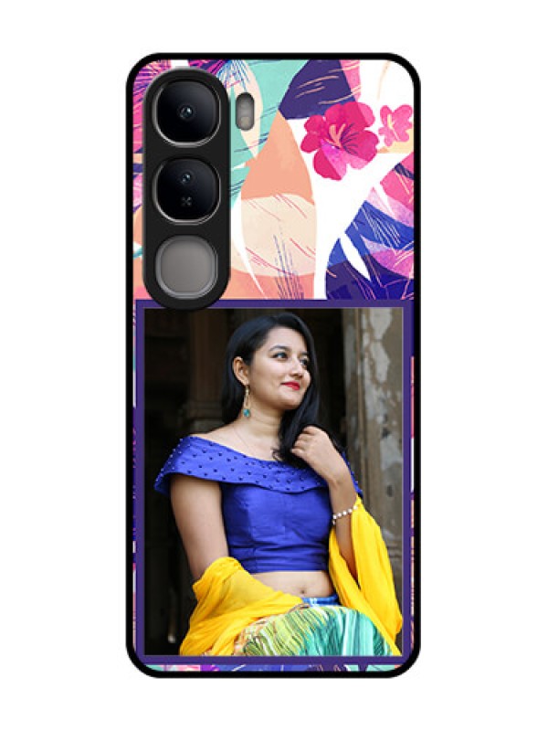 Custom Vivo Y300 5G Custom Glass Phone CaseAbstract Floral Design