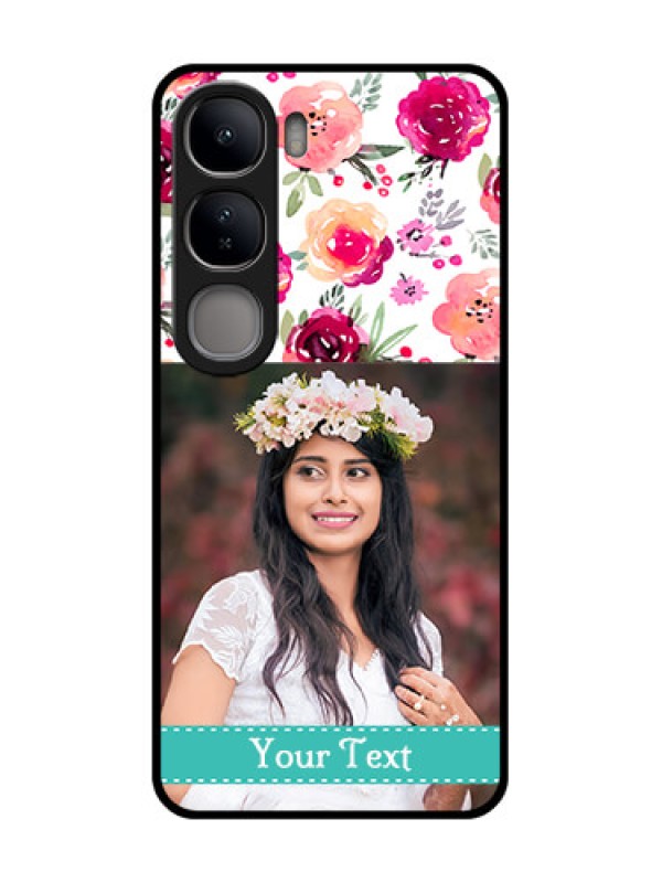 Custom Vivo Y300 5G Custom Glass Phone CaseWater Colors Floral Design