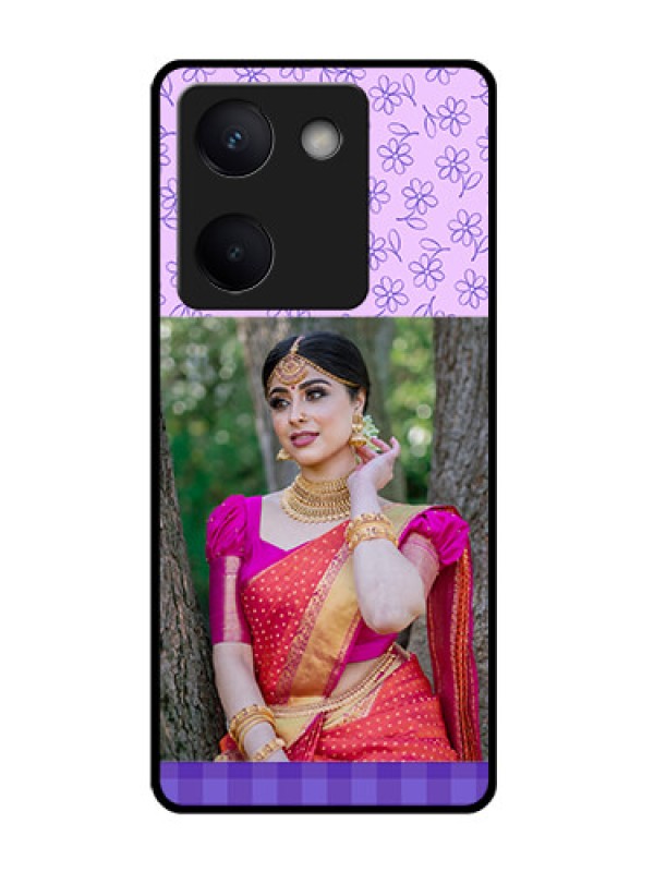 Custom Vivo Y300 Plus 5G Custom Glass Phone Case - Purple Floral Design
