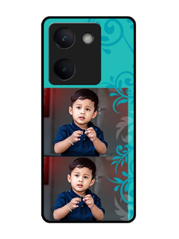 Custom Vivo Y300 Plus 5G Custom Glass Phone Case - With Photo And Green Floral Design