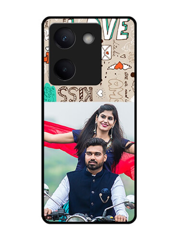 Custom Vivo Y300 Plus 5G Custom Glass Phone Case - Love Doodle Pattern