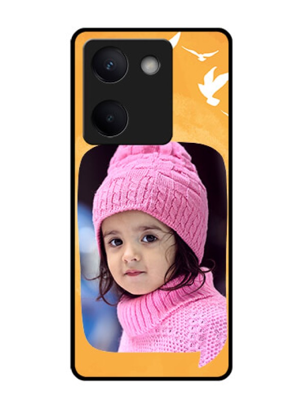 Custom Vivo Y300 Plus 5G Custom Glass Phone Case - Water Color Design With Bird Icons