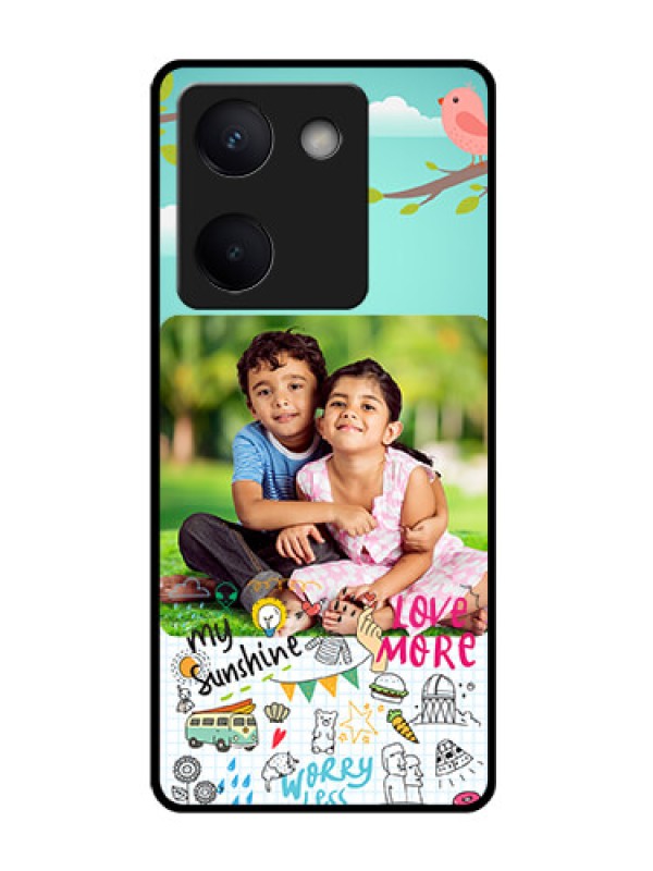 Custom Vivo Y300 Plus 5G Custom Glass Phone Case - Doodle Love Design