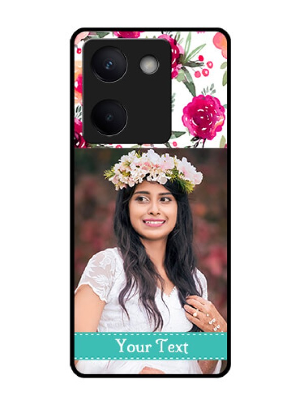 Custom Vivo Y300 Plus 5G Custom Glass Phone Case - Water Colors Floral Design