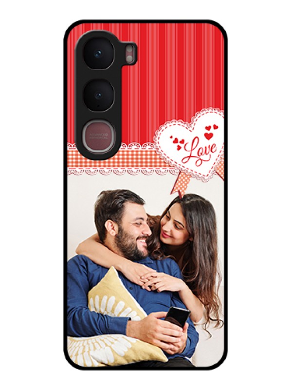 Custom Vivo Y31 5G Custom Glass Phone Case - Red Love Pattern Design