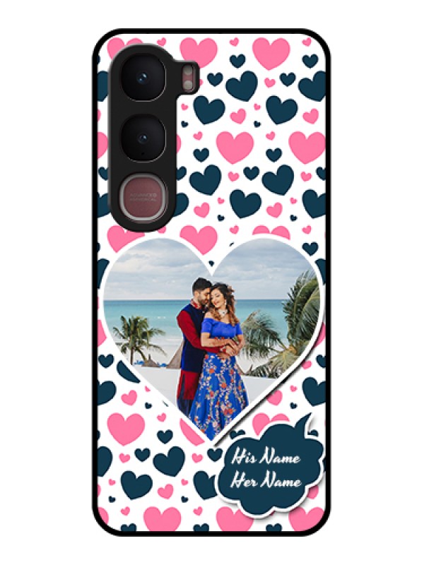 Custom Vivo Y31 5G Custom Glass Phone Case - Pink & Blue Heart Design