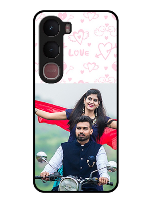 Custom Vivo Y31 5G Custom Glass Phone Case - Pink Flying Heart Design