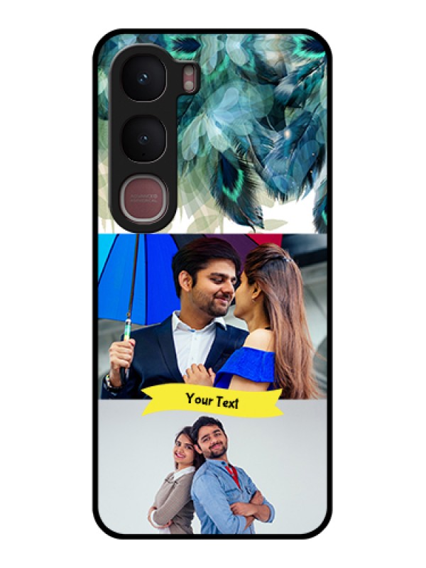 Custom Vivo Y31 5G Custom Glass Phone Case - Image With Boho Peacock Feather Design