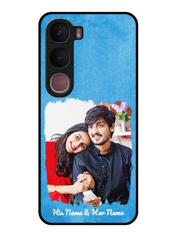 Custom Vivo Y31 5G Custom Glass Phone Case - Blue Color Vintage Design