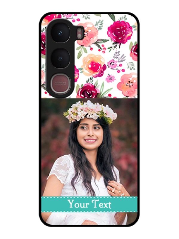 Custom Vivo Y31 5G Custom Glass Phone Case - Water Colors Floral Design