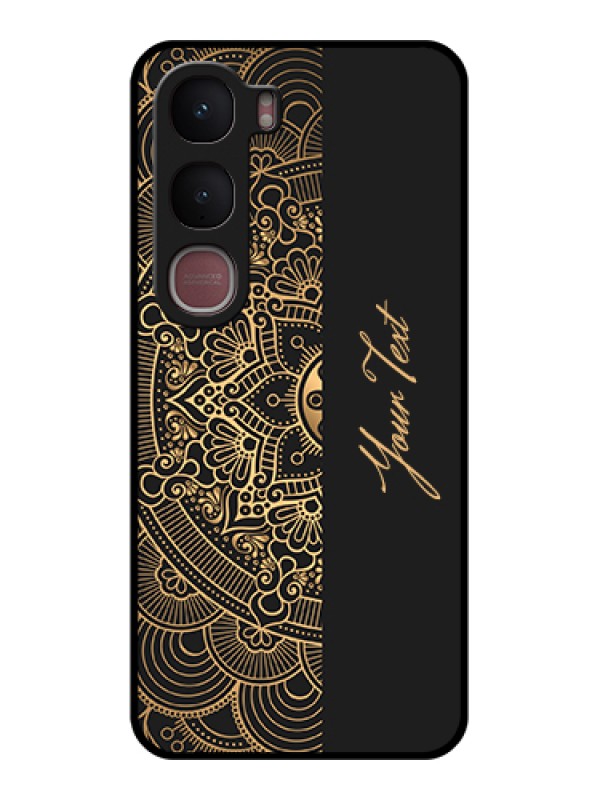 Custom Vivo Y31 5G Custom Glass Phone Case - Mandala Art With Custom Text Design