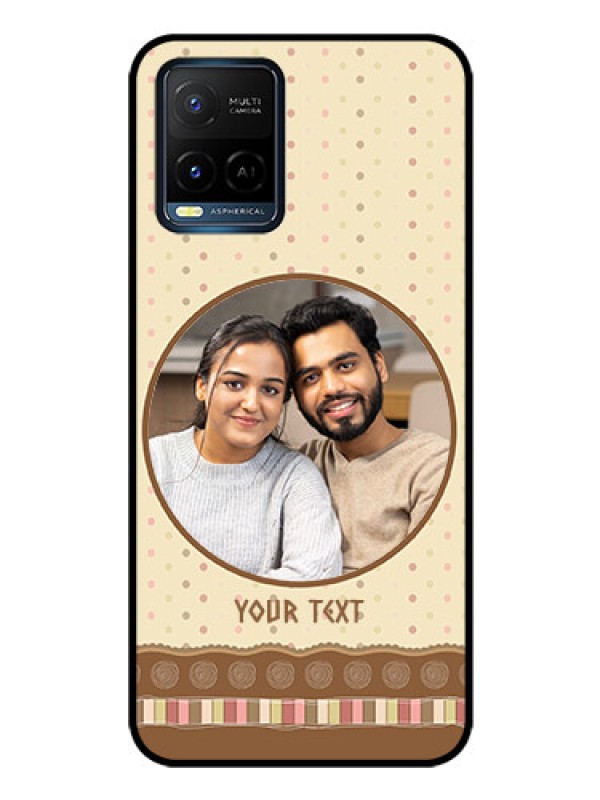 Custom Vivo Y33s Custom Glass Mobile Case - Brown Dotted Mobile Case Design