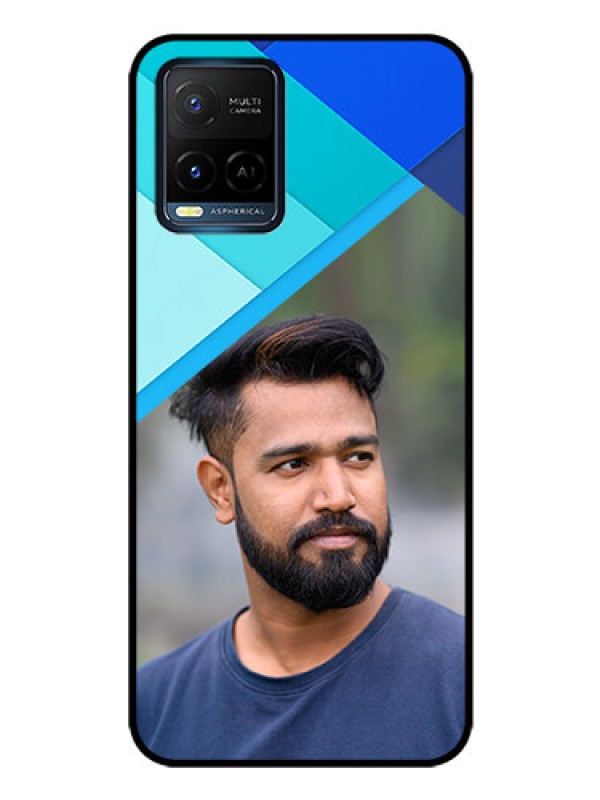 Custom Vivo Y33s Custom Glass Phone Case - Blue Pattern Design