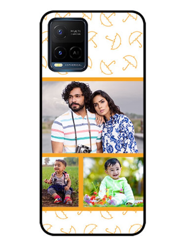 Custom Vivo Y33s Custom Glass Mobile Case - Yellow Pattern Design