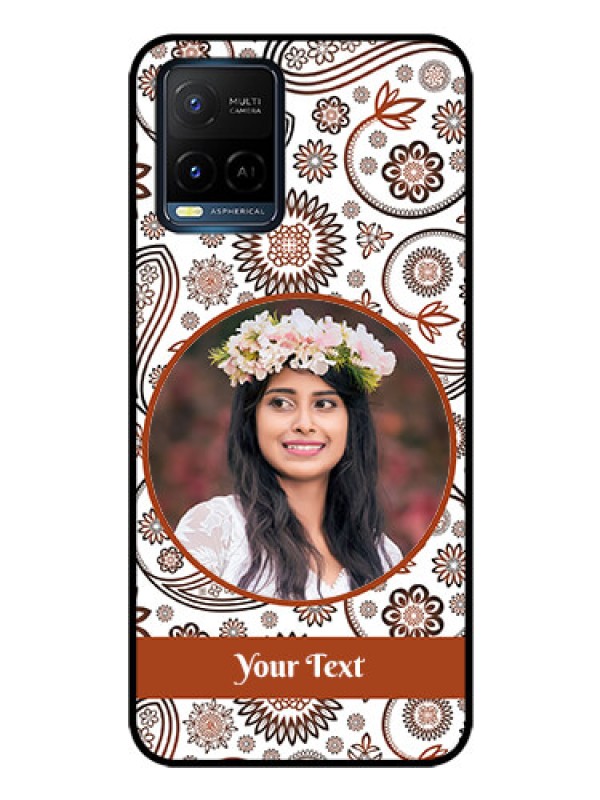 Custom Vivo Y33s Custom Glass Mobile Case - Abstract Flower Design
