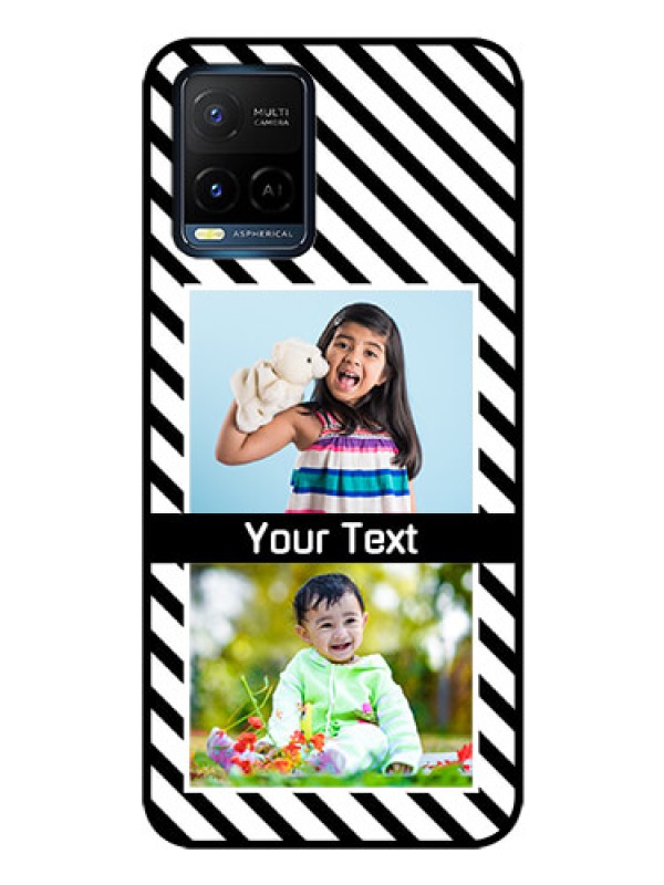 Custom Vivo Y33s Photo Printing on Glass Case - Black And White Stripes Design