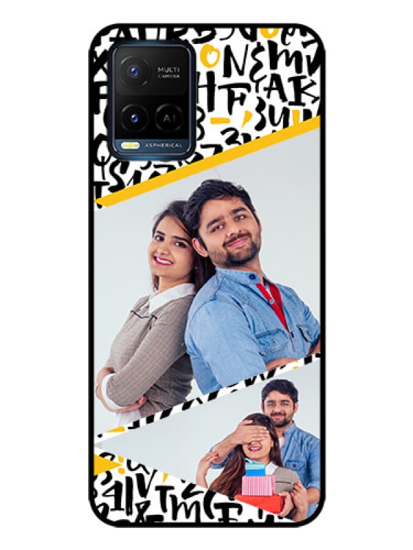 Custom Vivo Y33s Custom Glass Mobile Case - Letters Pattern Design