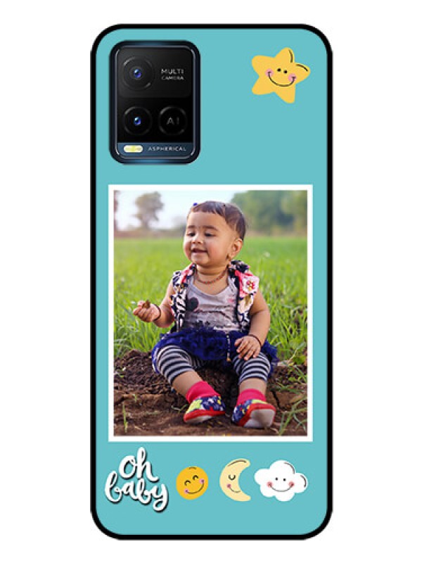 Custom Vivo Y33s Personalized Glass Phone Case - Smiley Kids Stars Design