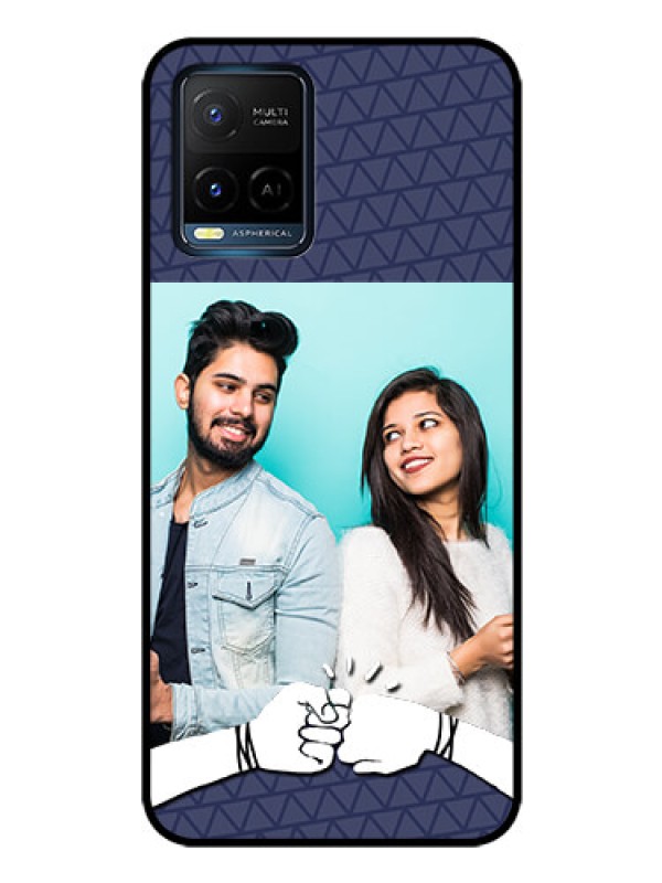Custom Vivo Y33s Photo Printing on Glass Case - with Best Friends Design