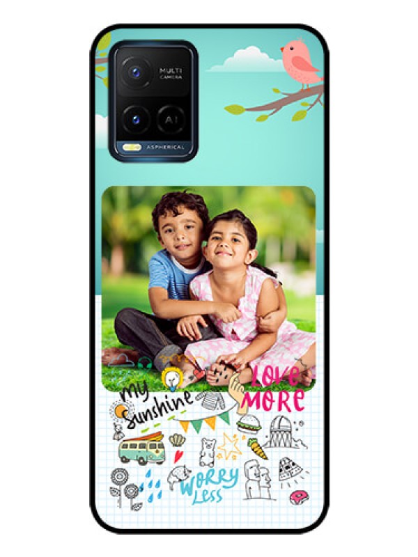 Custom Vivo Y33s Photo Printing on Glass Case - Doodle love Design