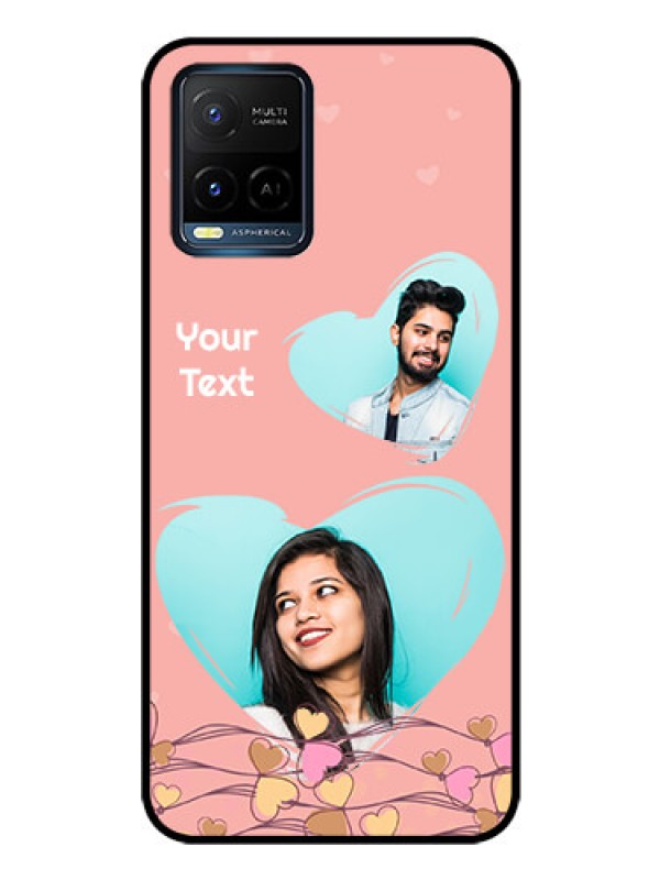 Custom Vivo Y33s Custom Glass Mobile Case - Love Doodle Design