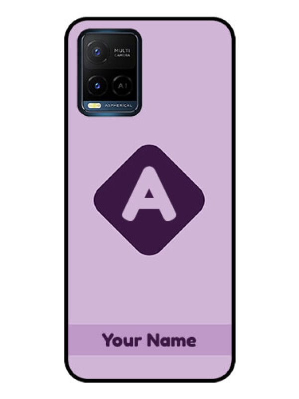 Custom Vivo Y33s Custom Glass Mobile Case - Custom Letter in curved badge Design
