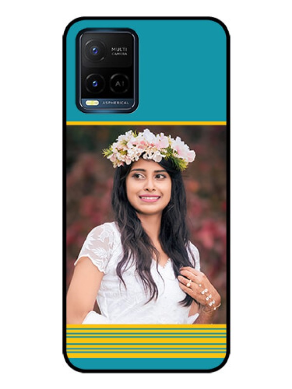 Custom Vivo Y33T Custom Glass Phone Case - Yellow & Blue Design