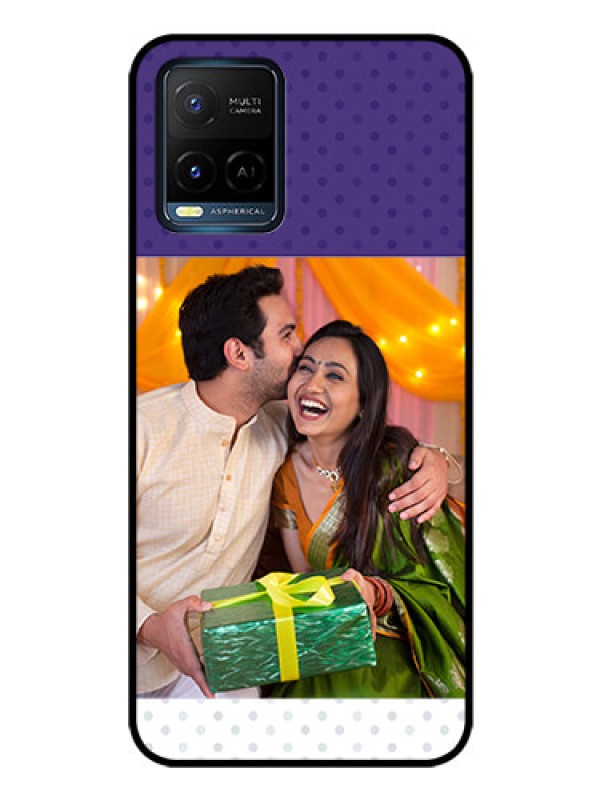 Custom Vivo Y33T Personalized Glass Phone Case - Violet Pattern Design